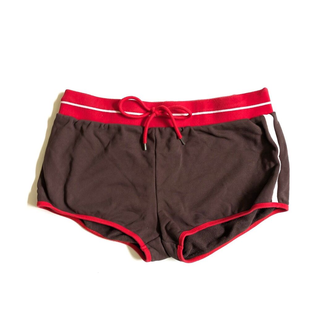 With Jean Brown Orange Trim Drawstring Shorts Size Small Athleisure Lucky 7